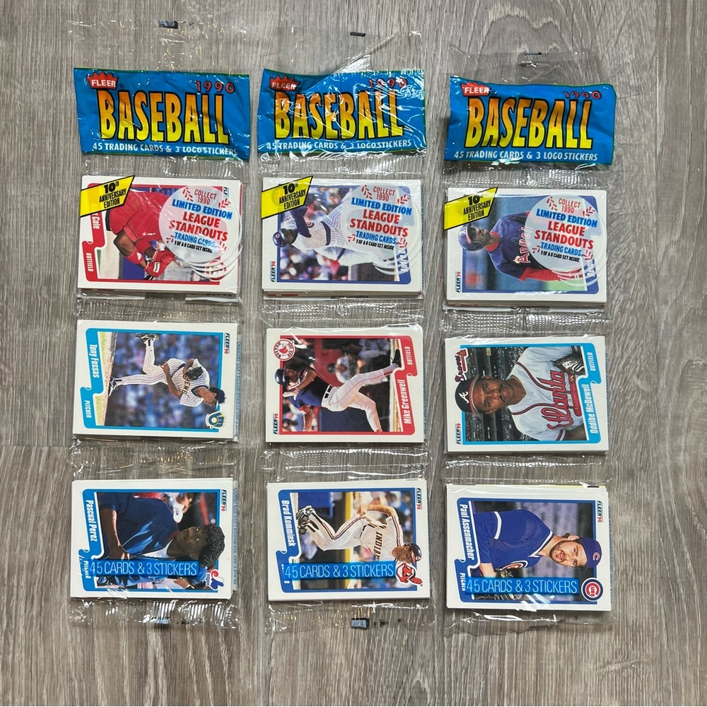 VTG 1990 Fleer Baseball‎ Unopened 3 Rack Packs Limited Edition MLB